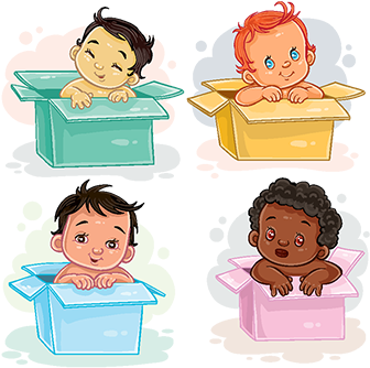 Set Illustrations Of Babies Different Races Sitting - Babies Of Different Races Clipart (360x360), Png Download