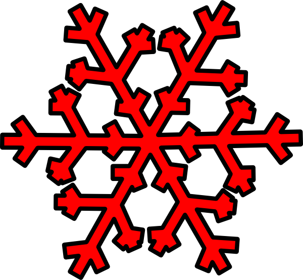 White Snowflake Clipart Png - Red Snowflakes Clipart (600x554), Png Download