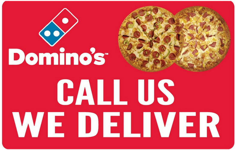 "call Us, We Deliver" Double Pizza 2'x4' Wobble Board - Domino Pizza Ad Board (800x800), Png Download
