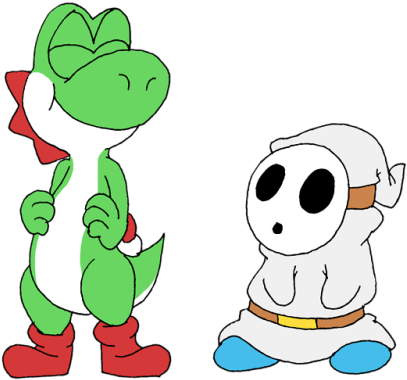 Yoshi And His Friend, White Shy Guy - Yoshi (500x516), Png Download