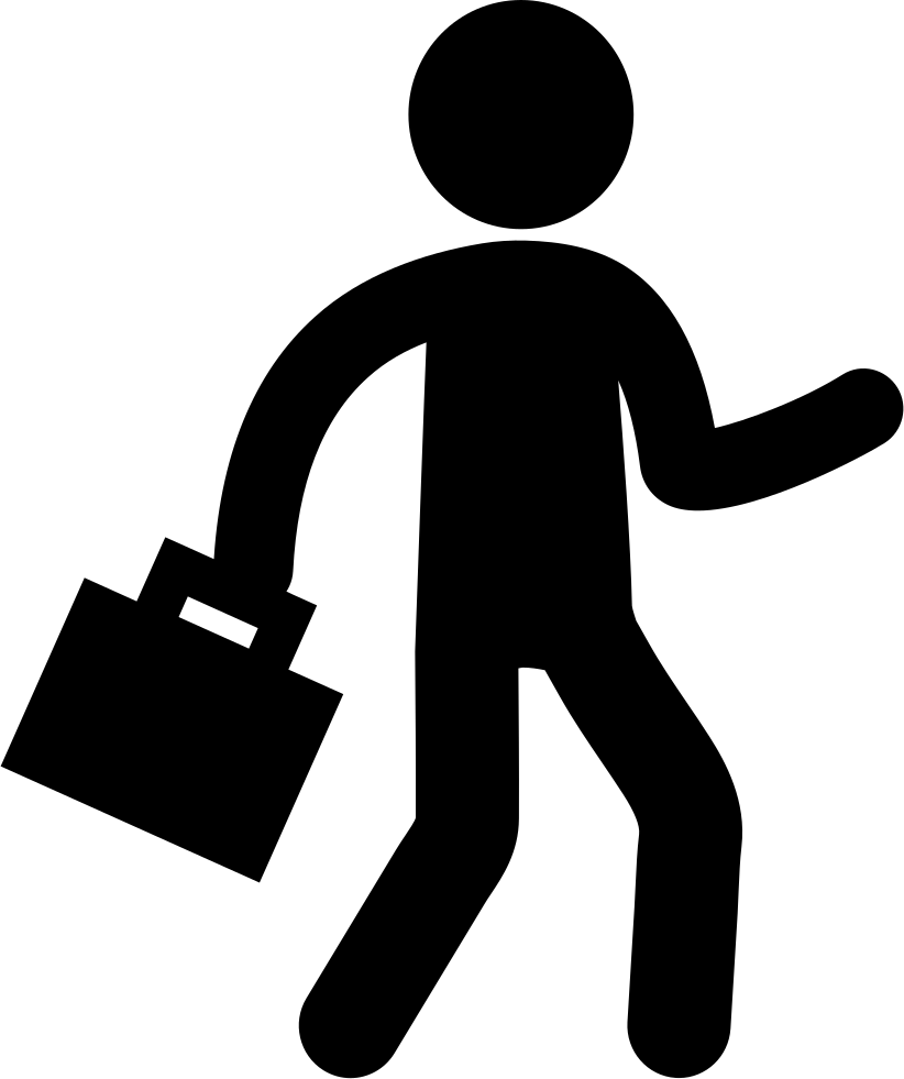 Businessman Silhouette Walking With Suitcase - Man With Briefcase Icon (822x981), Png Download