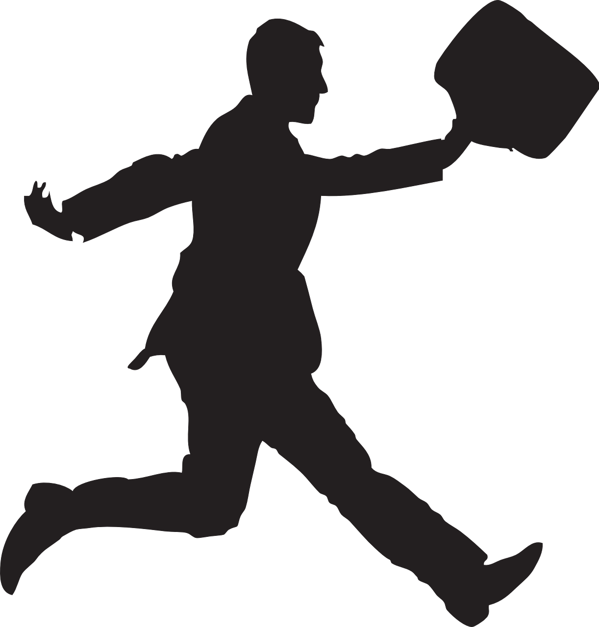 Happy, Silhouette, Walking, Businessman, Briefcase - Happy Business Man Silhouette (611x640), Png Download