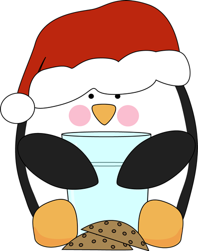 Penguin Eating Christmas Cookies Clip Art - Penguin Eating Cookies Cartoon (396x500), Png Download