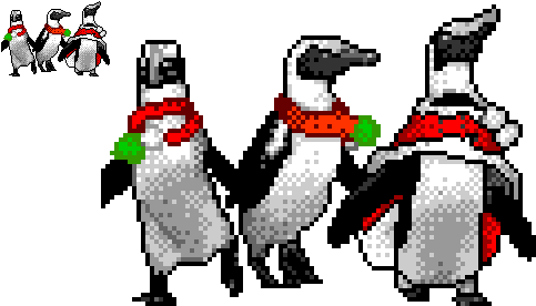 Christmas Pixel Penguins By M - Christmas Pixel (490x285), Png Download