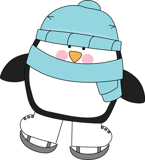 Cute Penguin Family Clipart Set, Christmas Penguins, - Ice Skating Clip Art (497x550), Png Download