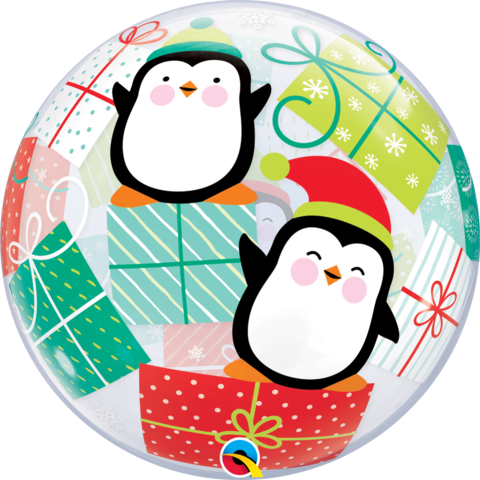 Christmas Penguins Bubble Balloon - 22" Pkg Christmas Penguins Bubbles (480x480), Png Download