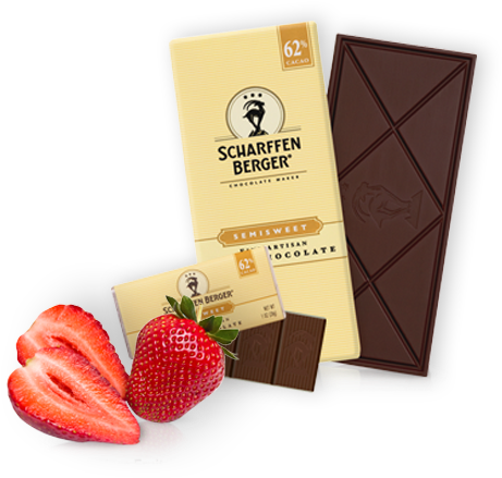 Semisweet 62% Paired With Strawberries - Scharffen Berger (570x570), Png Download