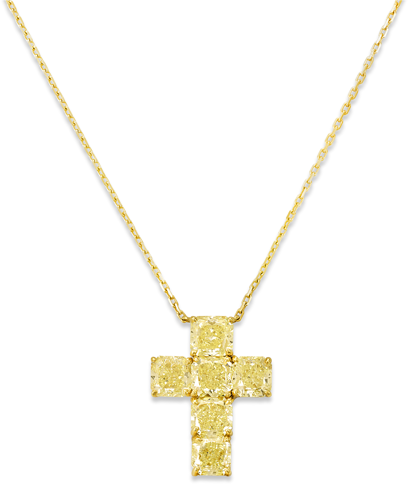 Fancy Yellow Diamond Cross Necklace, - Cross Necklace (2000x2500), Png Download