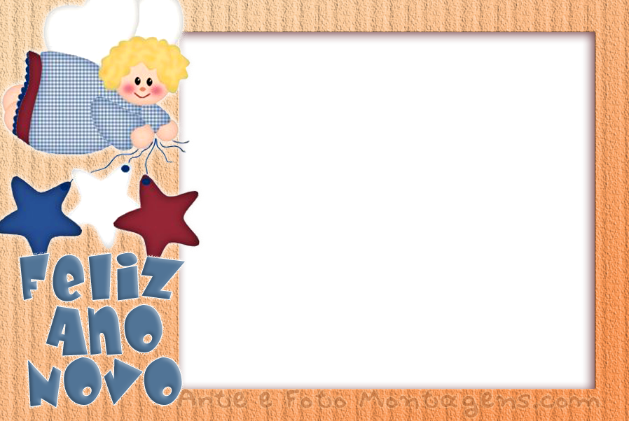 Ano Novo Anjinho Estrelas - Molduras De Ano Novo (898x602), Png Download
