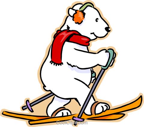 Polar Bear Cross Country Skiing Royalty Free Vector - Cross Country Skiing Bear (480x425), Png Download