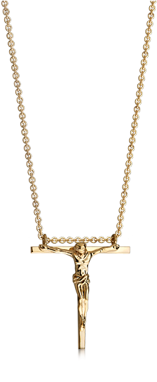 His® Men's 14k Gold Hanging Crucifix Cross Necklace - Hippie Necklace (350x543), Png Download