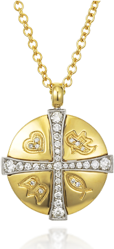 Unique Cross Full Necklace (400x360), Png Download