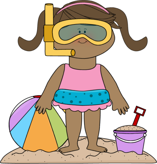 Sand Castle Clipart Vacation - Girl At Beach Clipart (526x550), Png Download
