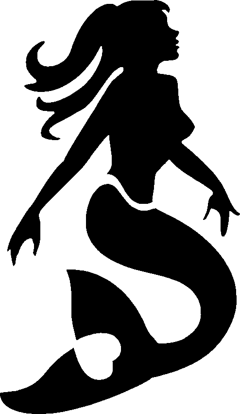 Glitter Tattoo Stencil Silhouettes - Pumpkin Carving Mermaid Template (494x851), Png Download