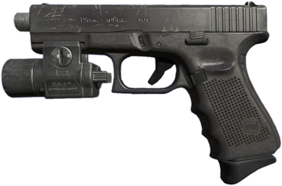 Glock 19 With Attached Pistol Flashlight - Timecop Beretta (432x300), Png Download