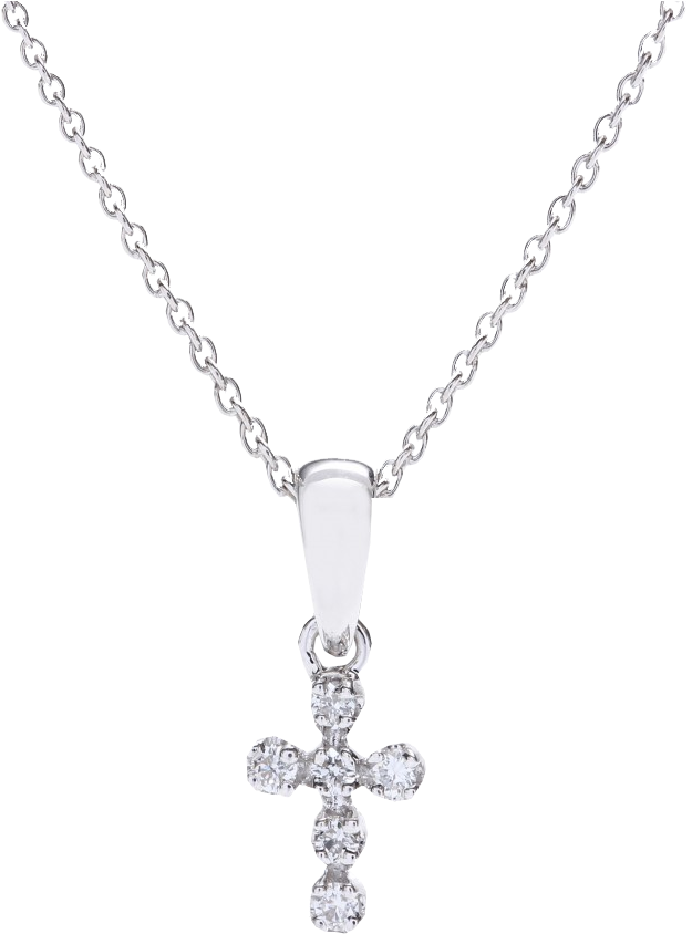 Cada 18kt White Gold Mini Mini Milano Cross Necklace - 3 Diamond Solitaire Necklace (721x859), Png Download