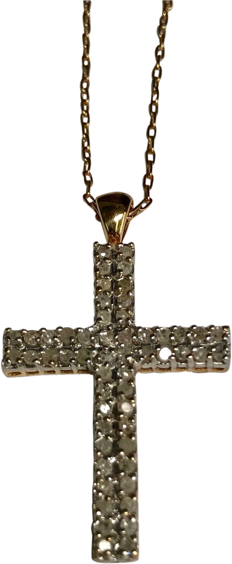 10 K Yellow Gold Diamond Cross/necklace - Locket (1861x1861), Png Download