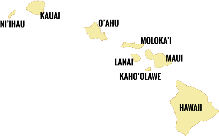 Go To Image - Hawaiian Islands Labeled (820x461), Png Download