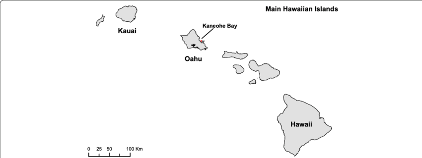 Map Of The Island Of Oahu In The Hawaiian Islands - Hawaii (850x319), Png Download