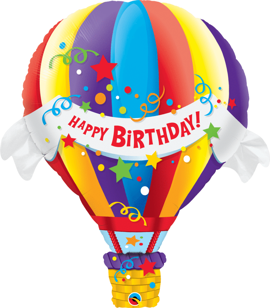Happy Birthday Jumbo Hot Air Balloon 42" Balloon - Hot Air Balloon Foil Balloon (899x1024), Png Download