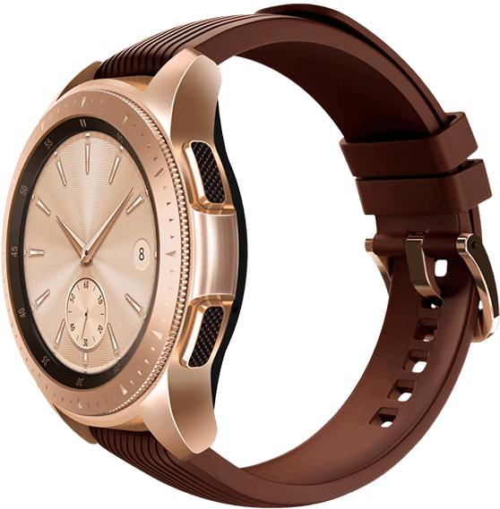 42mm Galaxy Watch In Rose Gold On Left With Natural - Samsung Galaxy Watch Pink (612x612), Png Download