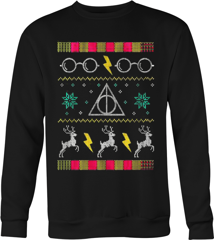 Harry Potter Glasses Ugly Christmas Sweatshirt - Christmas Sweater Dan (1000x1000), Png Download