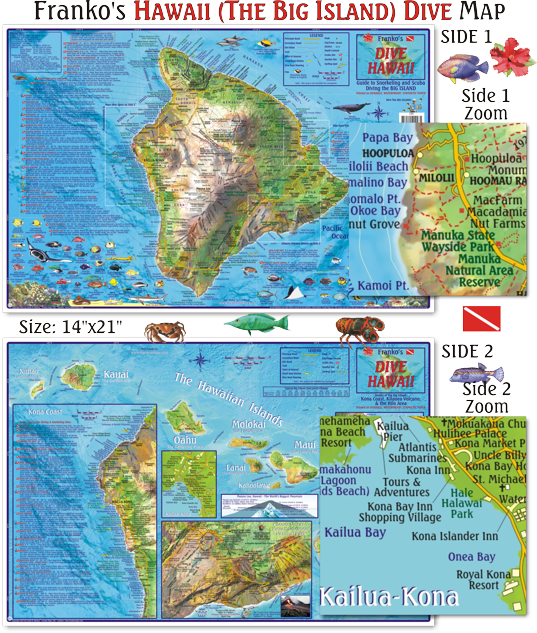 Franko Maps Hawaii (the Big Island) Dive Guide (537x633), Png Download