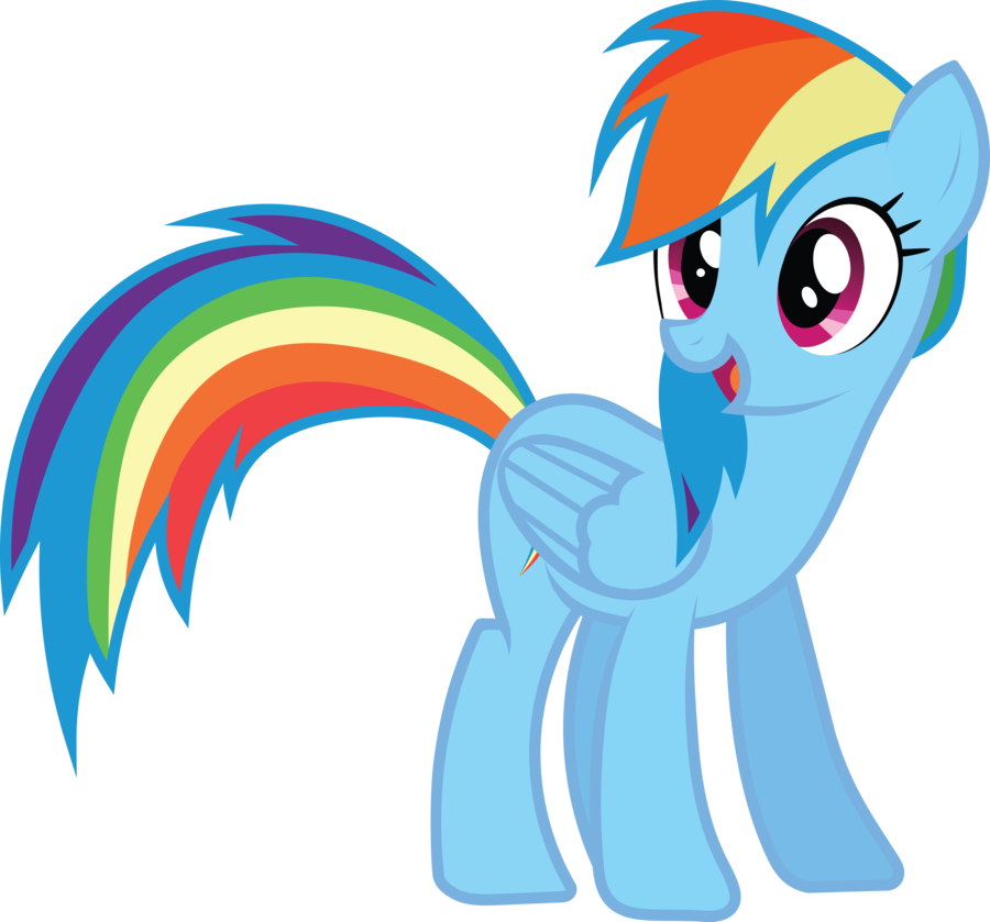Rainbow Dash Vector Standing Png Photos - My Little Pony Rainbow Dash Happy (900x839), Png Download
