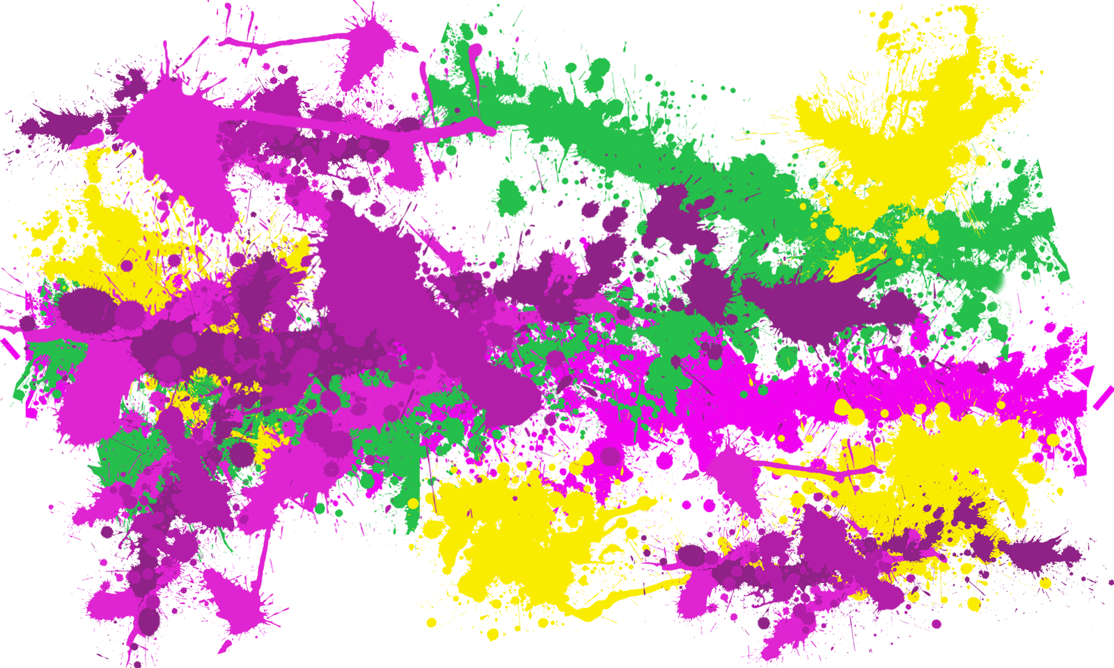 Pink Purple Yellow Green Splatters - Yellow (1600x960), Png Download