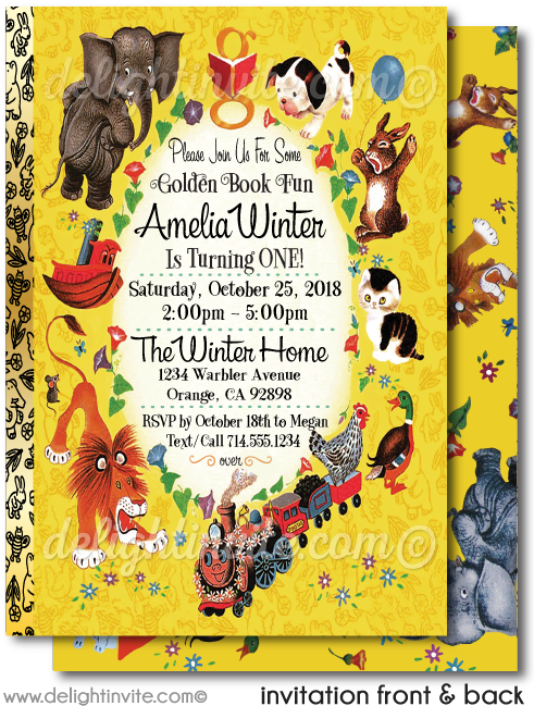 Little Golden Book 1st Birthday Invitations - Little Golden Book Baby Shower Clipart (497x675), Png Download
