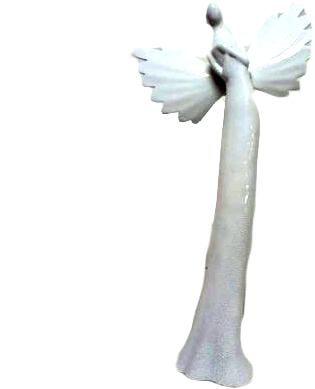 A Gentle Angel Folds Her Arms And Cups Her Wings In - Angel (458x458), Png Download