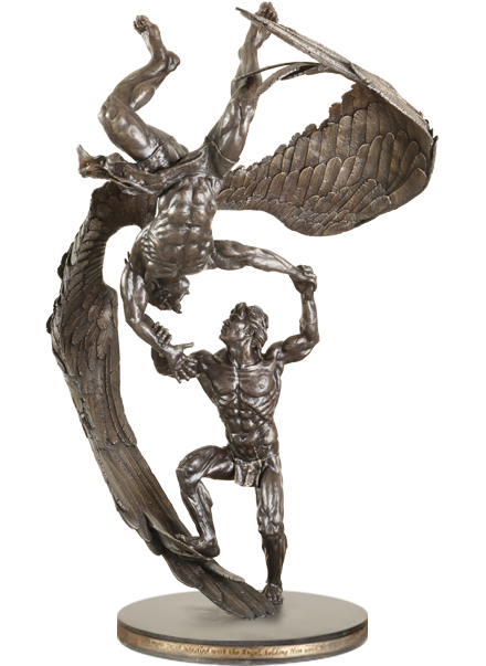 To Rotate The Sculpture Move The Cursor Over The Slider - Jacob And The Angel Statue (571x609), Png Download