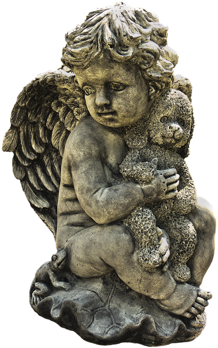 Figure, Angel, Cherub, Sitting, Kids, Teddy Bear - Child (474x720), Png Download