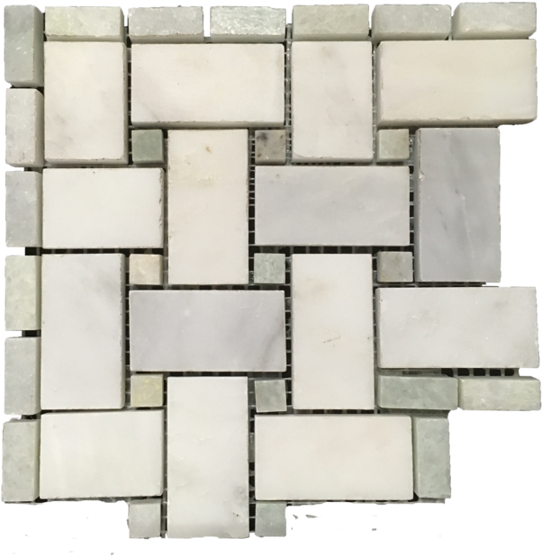 Pearl White Basketweave Corner With 3/8" Ming Green - Basketweave (640x632), Png Download