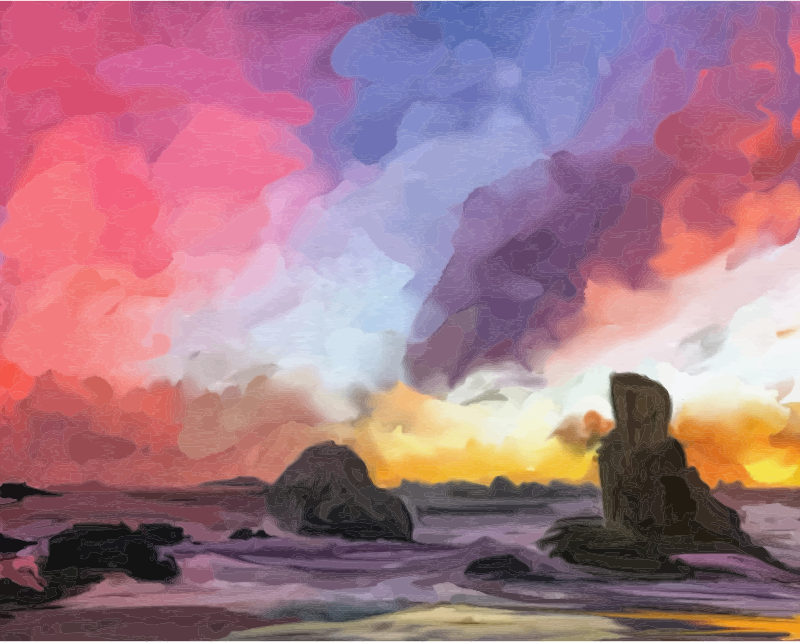 Medium Image - Abstract Sunset Water Paintings (800x642), Png Download