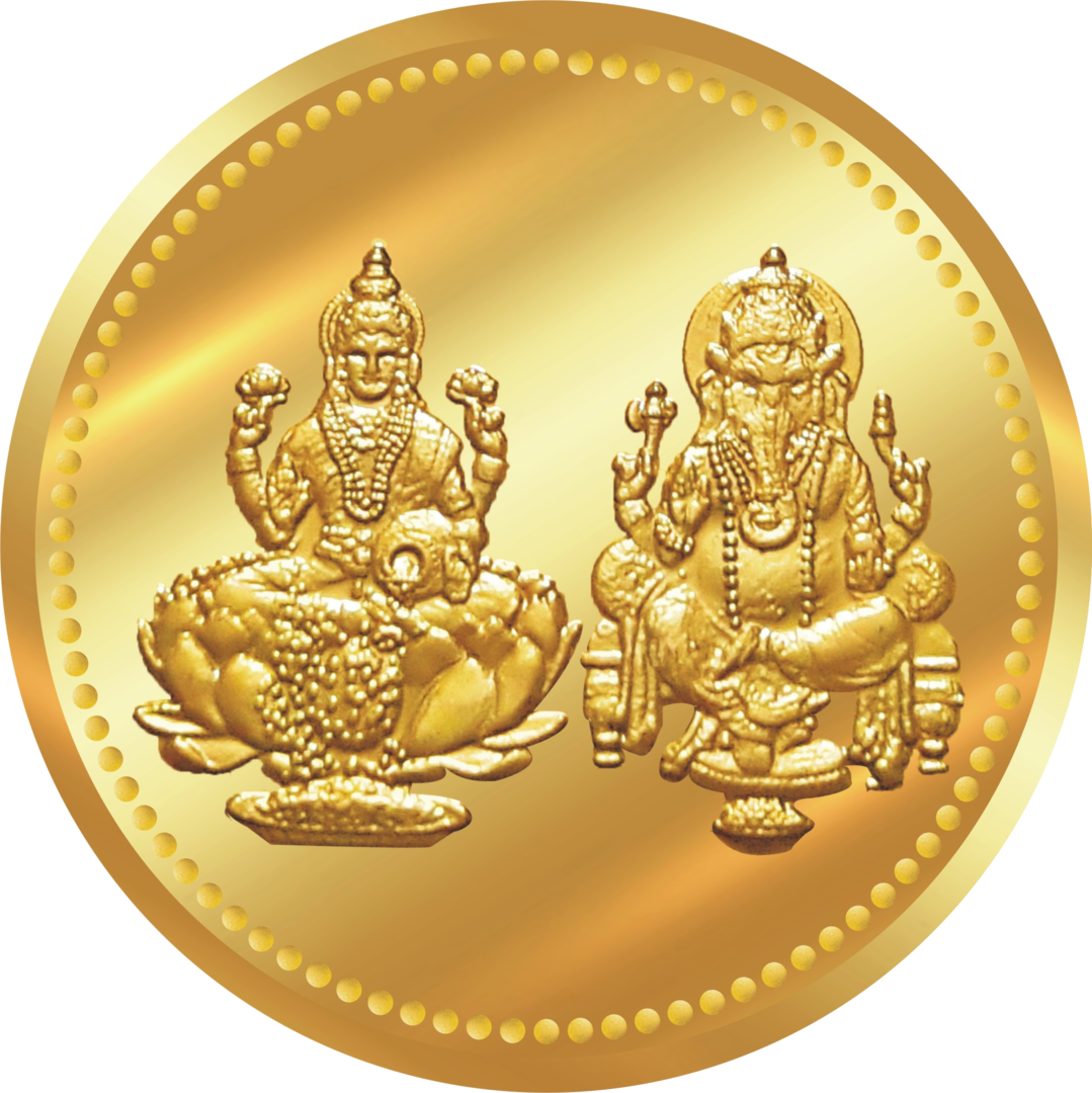 Lakshmi Gold Coin Png Transparent Image - Laxmi Ganesh Gold Coins (1079x1080), Png Download
