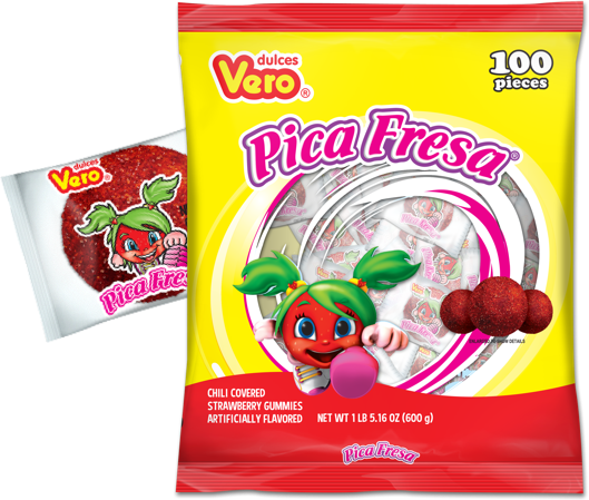 For A Little More Deliciousness, And To Share With - Vero Pica Fresa Candy, Strawberry - 100 Count, 1 Lb (529x449), Png Download