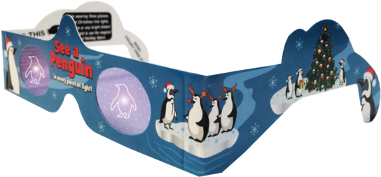 Holiday Penguin 3d Glasses - Snowman Holiday Specs 3-d Glasses For Christmas Lights (560x283), Png Download