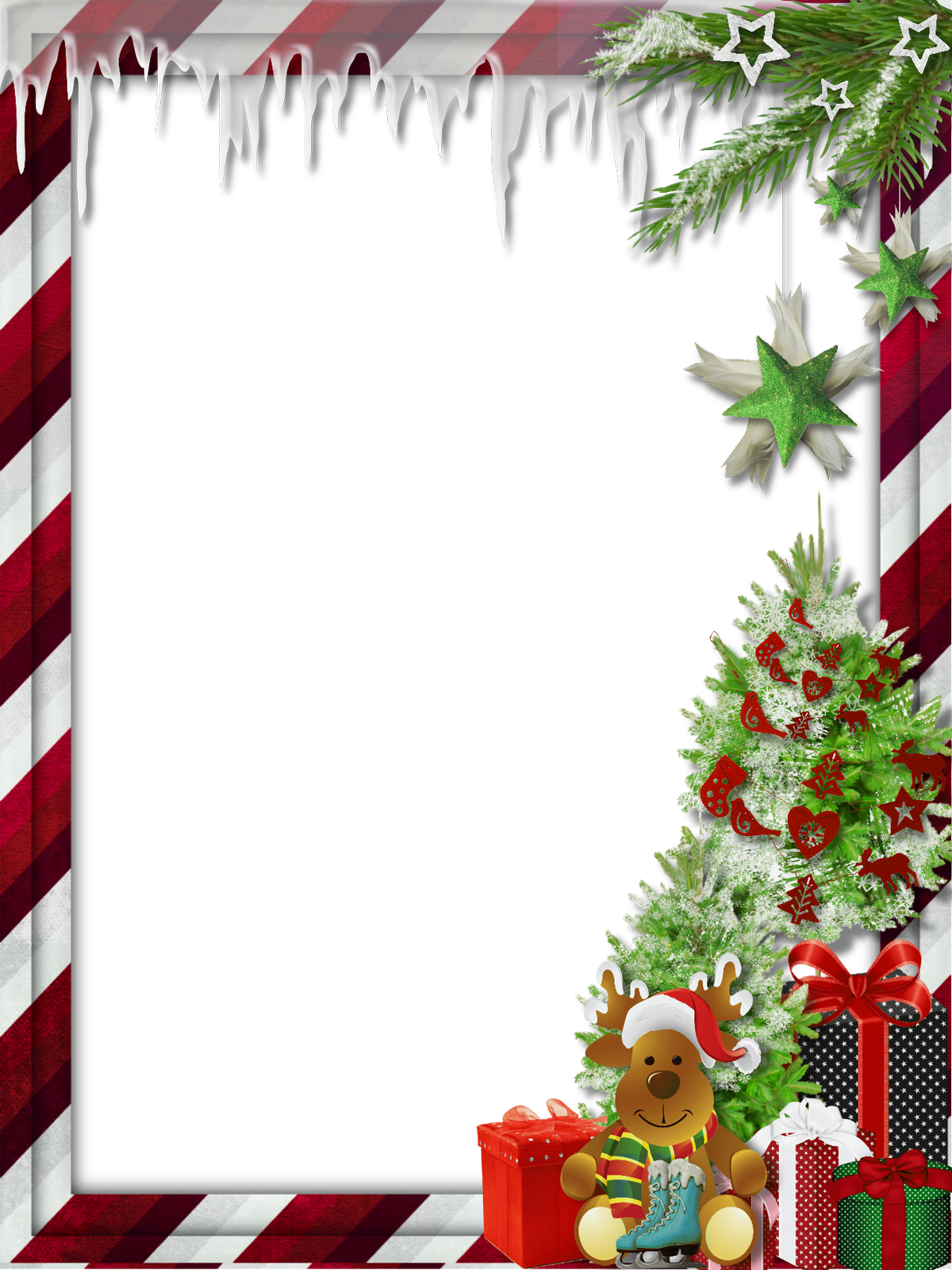 Marco De Fotos De Navidad Transparente Con Renos Lindos - Cute Christmas Picture Frames (1200x1600), Png Download