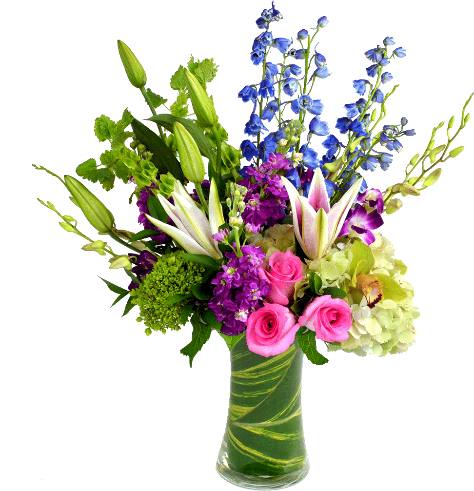An Assortment Of Pink, Purple, Blue, White And Green - Flower (1000x1000), Png Download