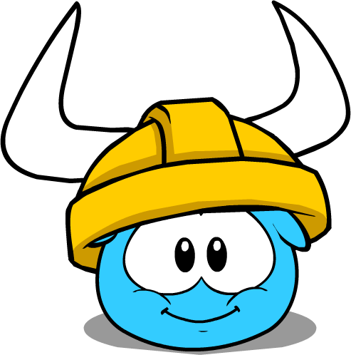 Gold Viking Helmet In Puffle Interface - Club Penguin Viking Helmet (493x498), Png Download