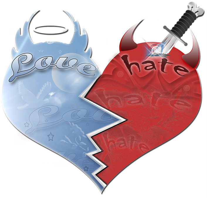 Love And Hate Heart (720x720), Png Download