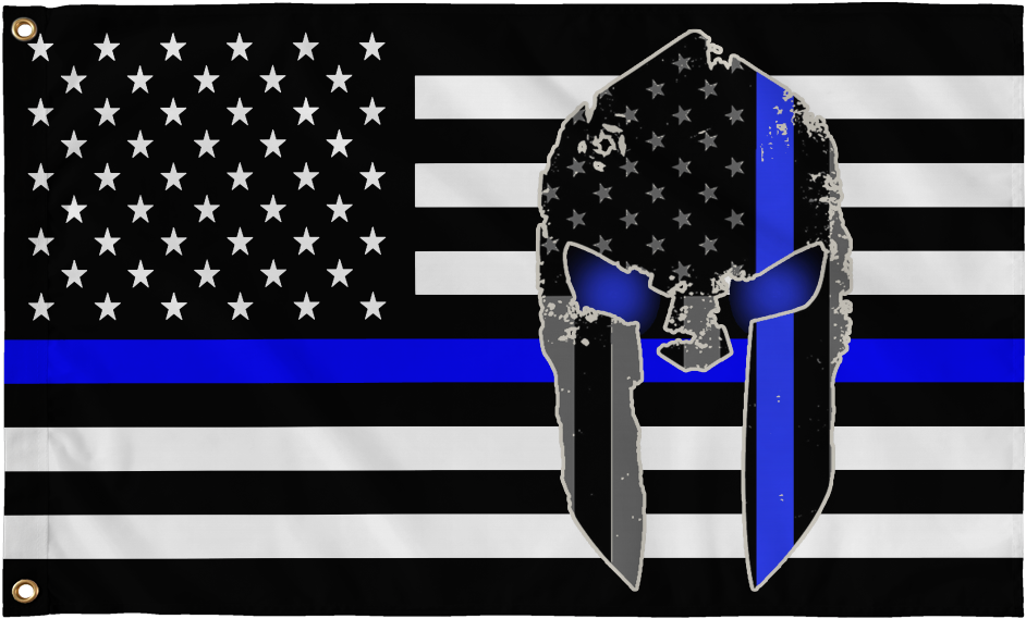Thin Blue Line Usa Spartan Flag - K9 Thin Blue Line Flag (1024x1024), Png Download