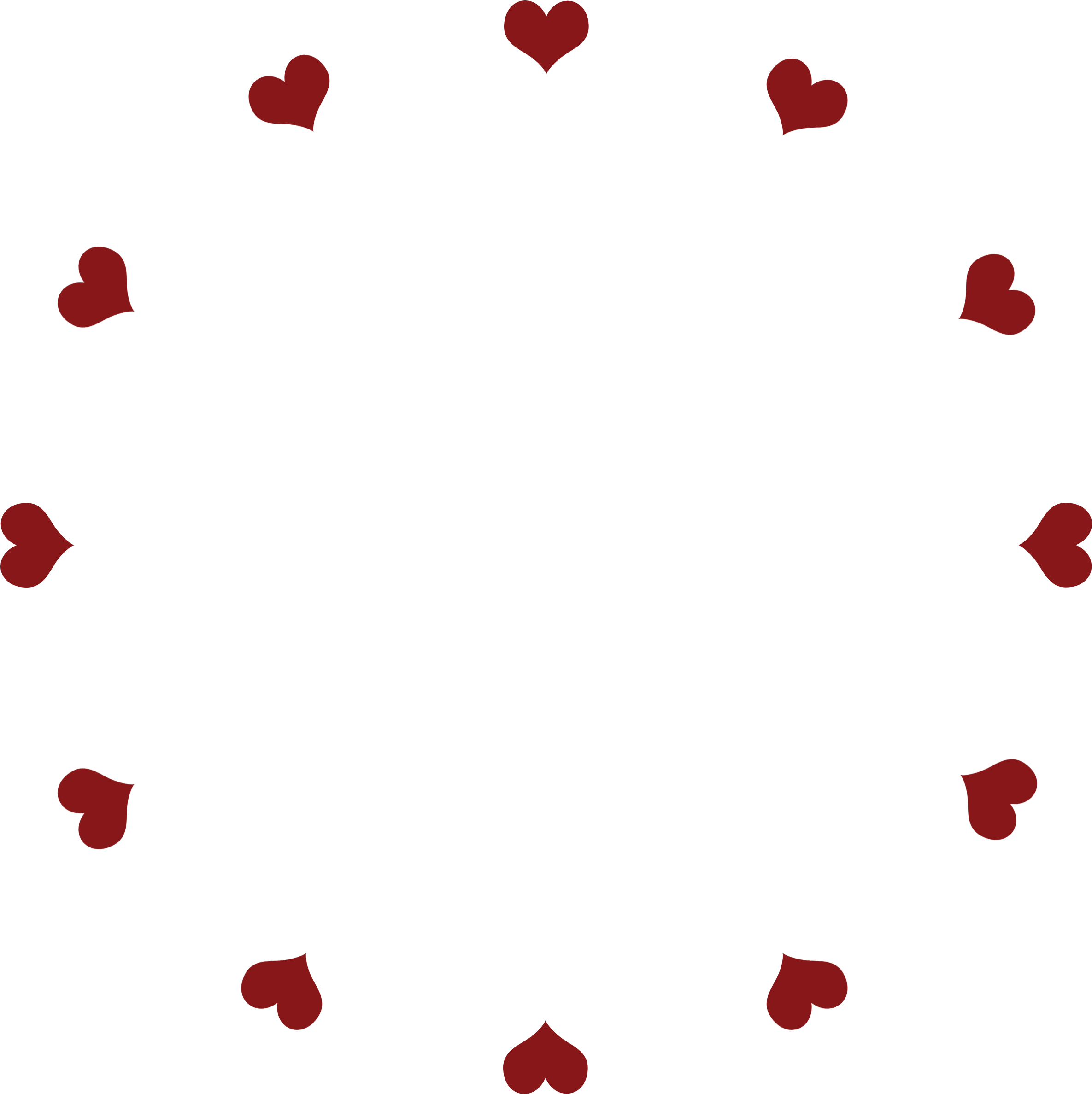 Clock Face Hearts Deep Red - Clock (2700x2700), Png Download