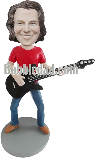 Bobble Head Guitar Player (412x550), Png Download