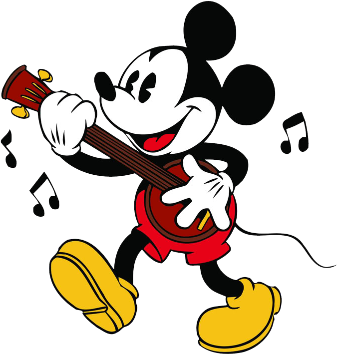 Guitar Player Clipart - Mickey Mouse Playing Instruments (703x735), Png Download