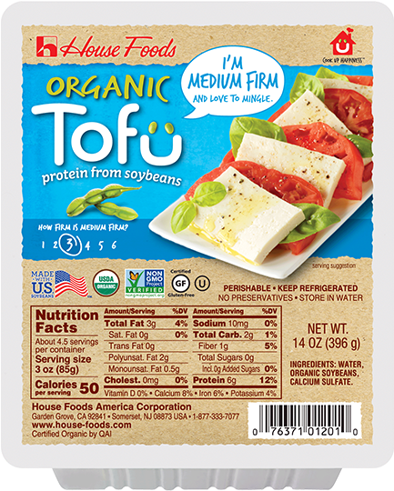 Organic Tofu Medium Firm - House Foods Organic Tofu 14 Oz (600x600), Png Download
