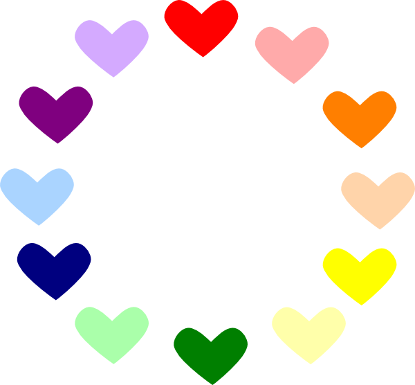 Heart Rainbow Clip Art - Rainbow Hearts Clip Art (600x556), Png Download