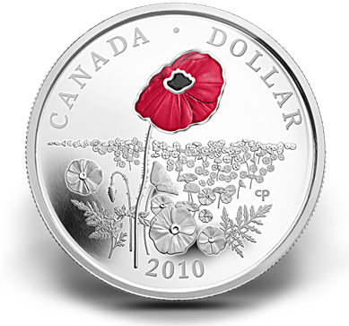 The Mint Issued A $1 Poppy Coin In - 2010 Proof Silver Dollar - Limited Edition Poppy (388x371), Png Download