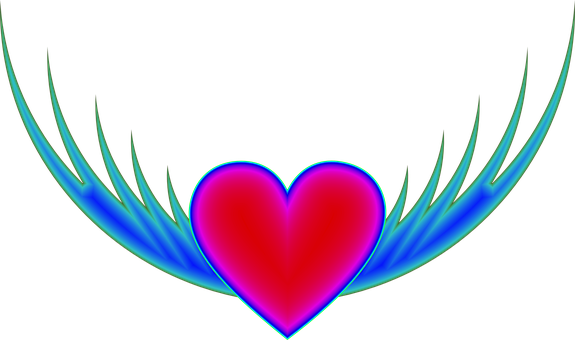 Colorful, Prismatic, Chromatic, Rainbow - Flying Heart Clipart (575x340), Png Download